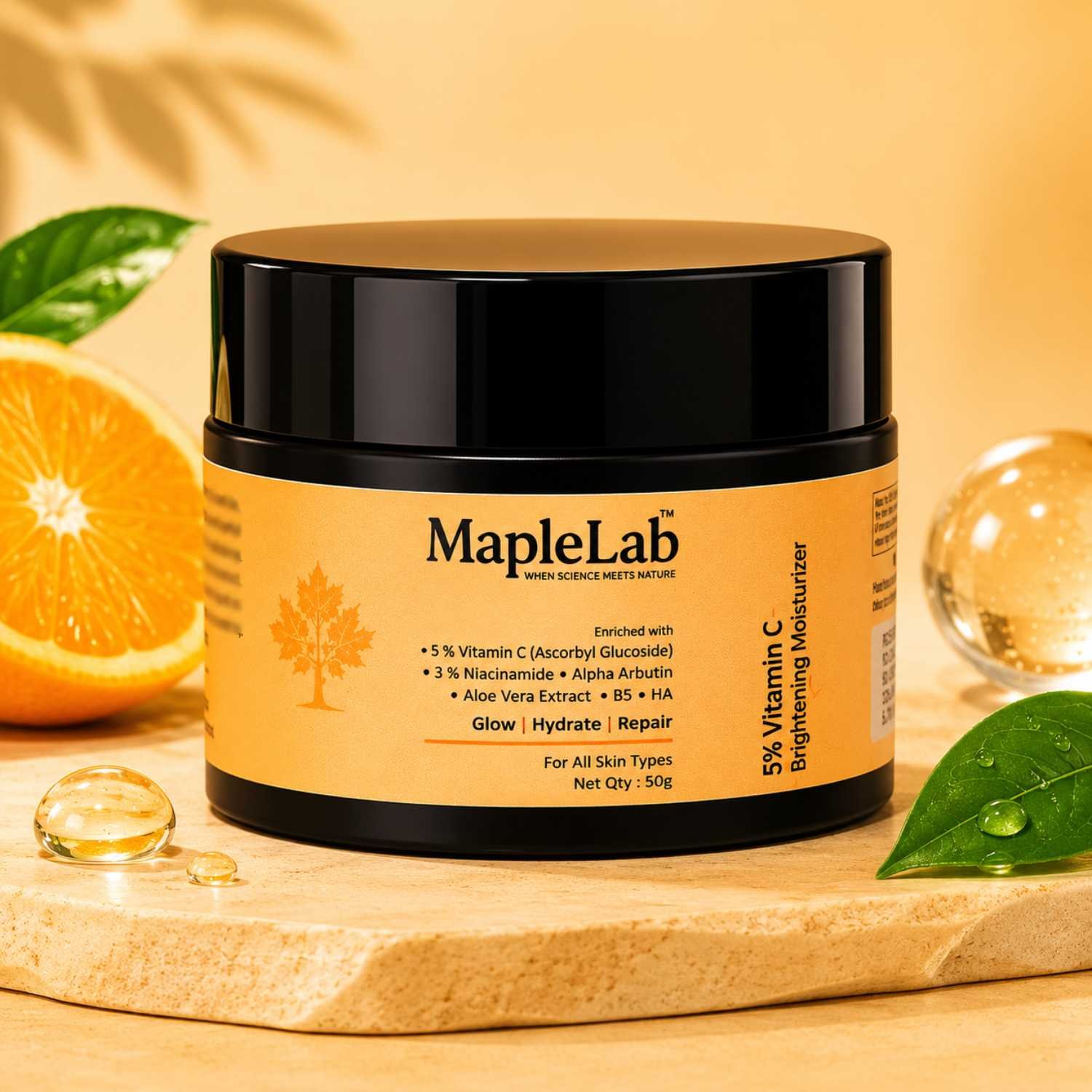 5% Vitaminc C Brightening Moisturizer with 3% Niacinamide, Alpha Arbutin, Hyaluronic Acid & B5