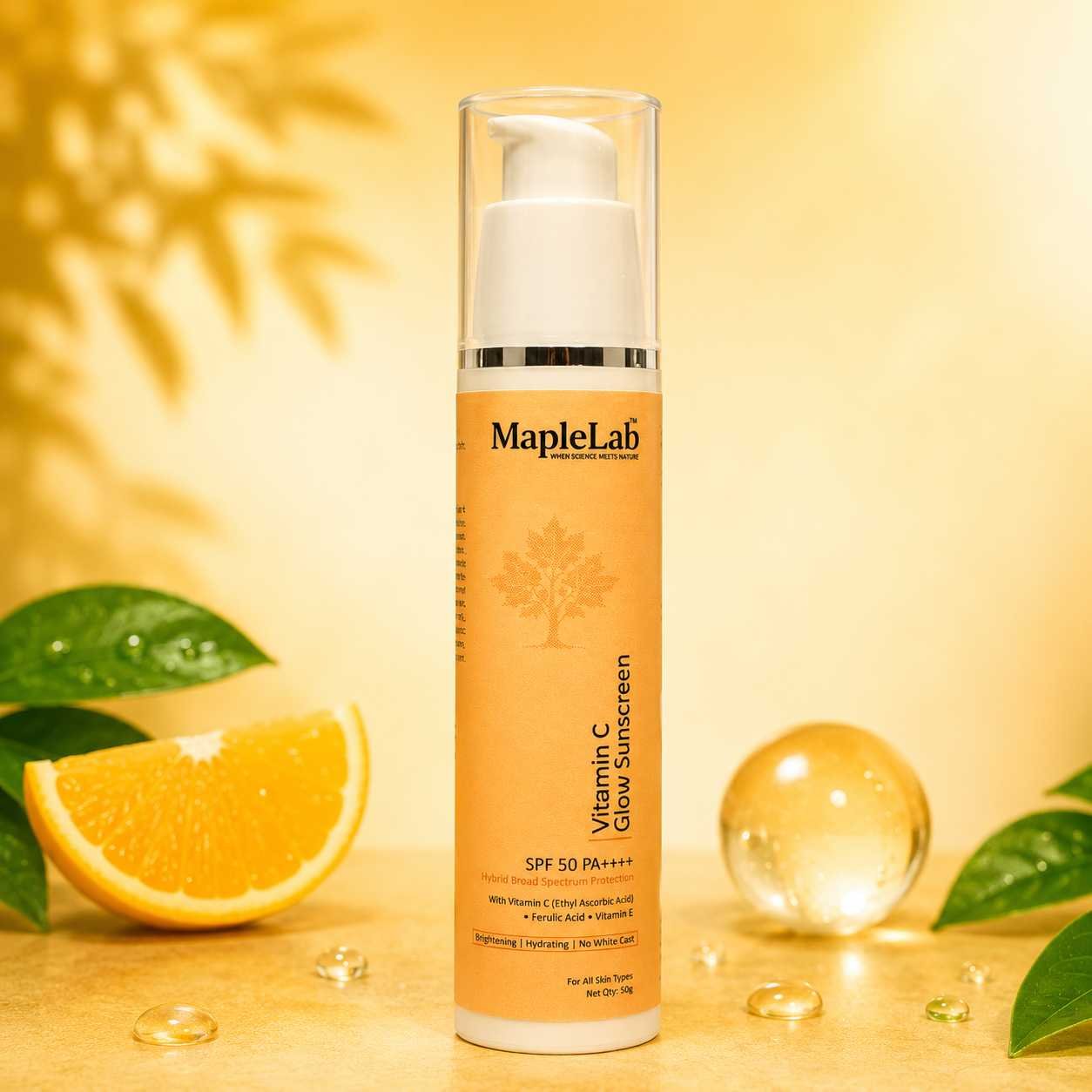 Vitamin C Lightweight Hybrid Broad Spectrum  Sunscreen SPF 50 PA++++ with Ferulic Acid and Vitamin E