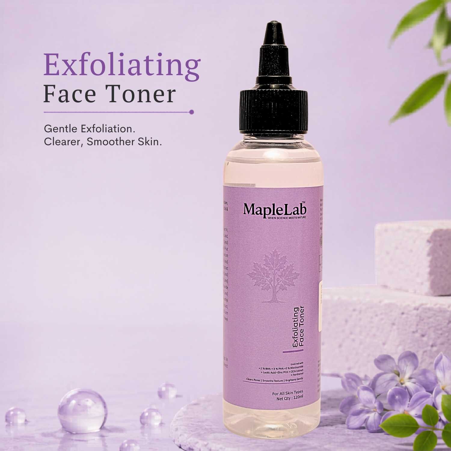 3%PHA 2% BHA Exfoliating Face Toner with 3% Niacinamide, Lactic Acid, Zinc PCA and CICA Extract