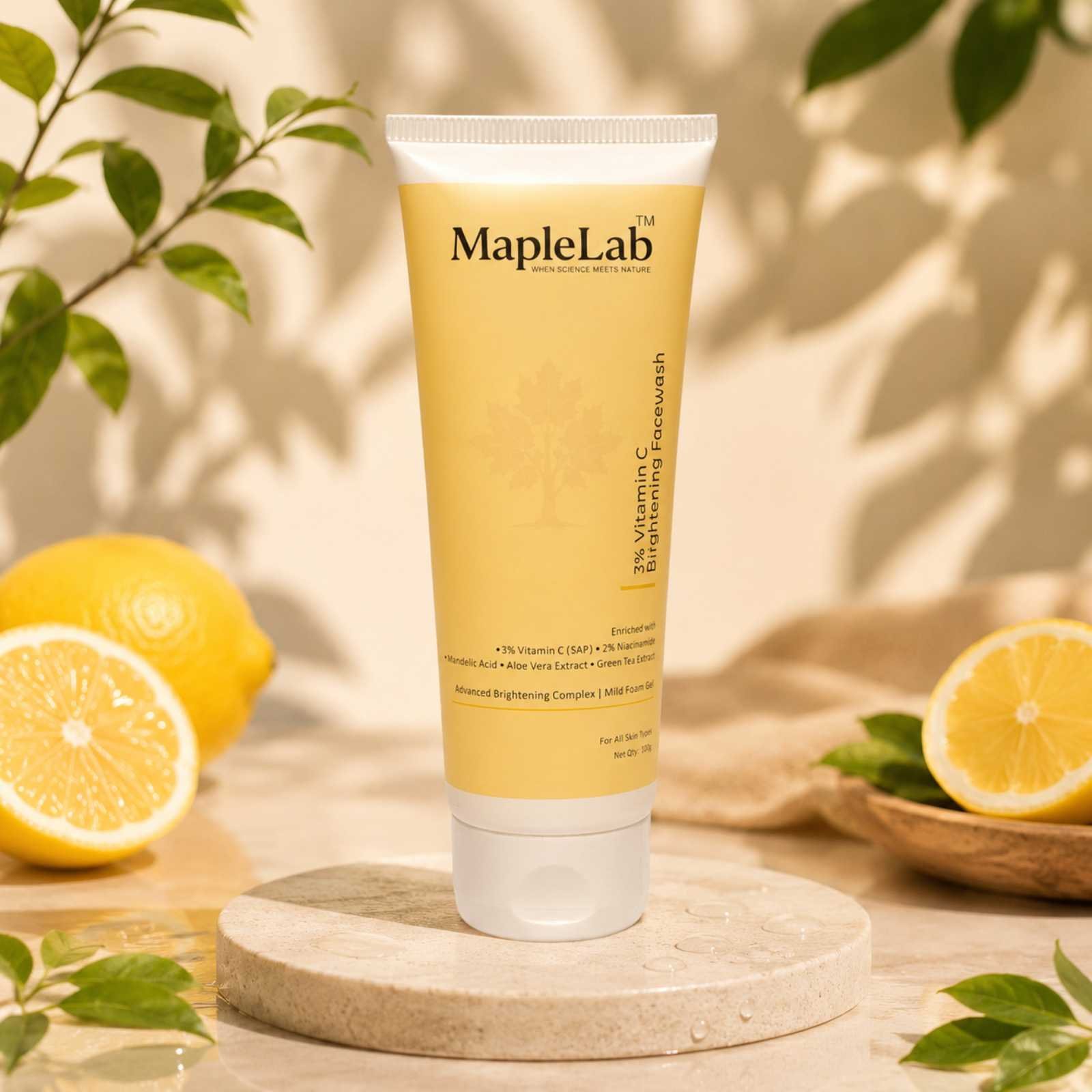 3% Vitamin C Brightening Facewash with 2% Niacinamide, Mandelic Acid & Aloe Vera Extract