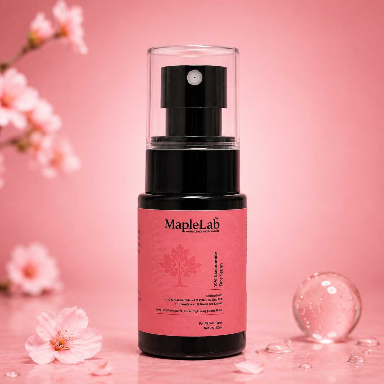 10% Niacinamide Face Serum with 4% PHA, 1% Zinc PCA, L Carnitine & Green Tea Extract