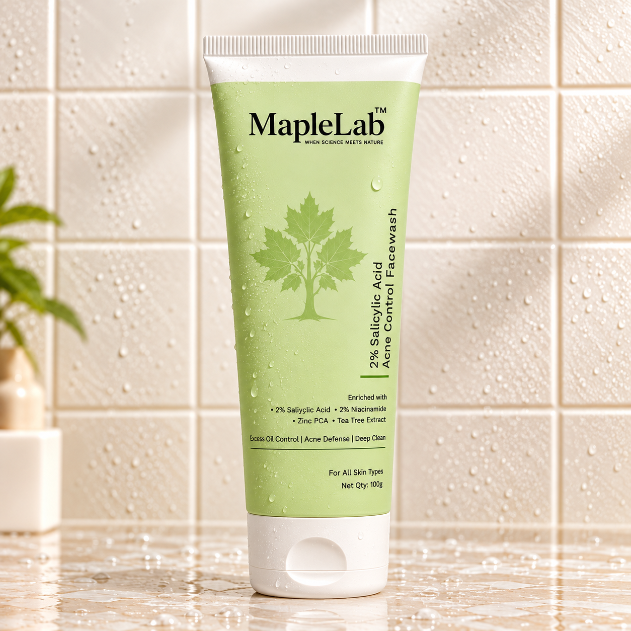 2% Salicylic Acid Acne Control Facewash with 2% Niacinamide, Zinc PCA & Tea Tree Extract