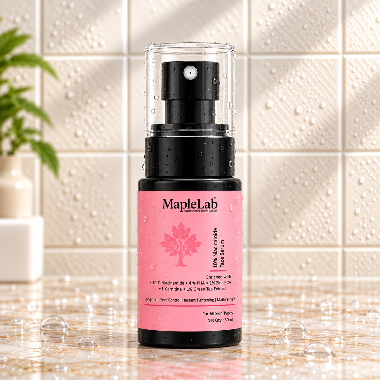 10% Niacinamide Face Serum with 4% PHA, 1% Zinc PCA, L Carnitine & Green Tea Extract