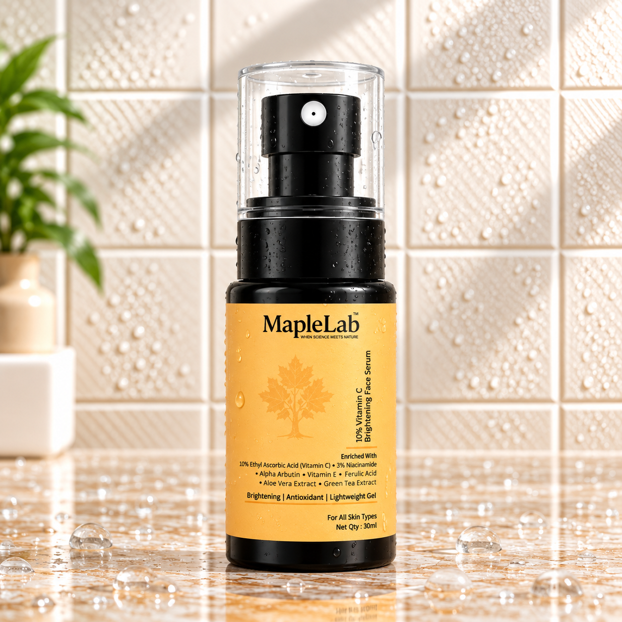10% Vitamin C Brightening Face Serum with 3% Niacinamide, Alpha Arbutin, Vitamin E & Ferulic Acid