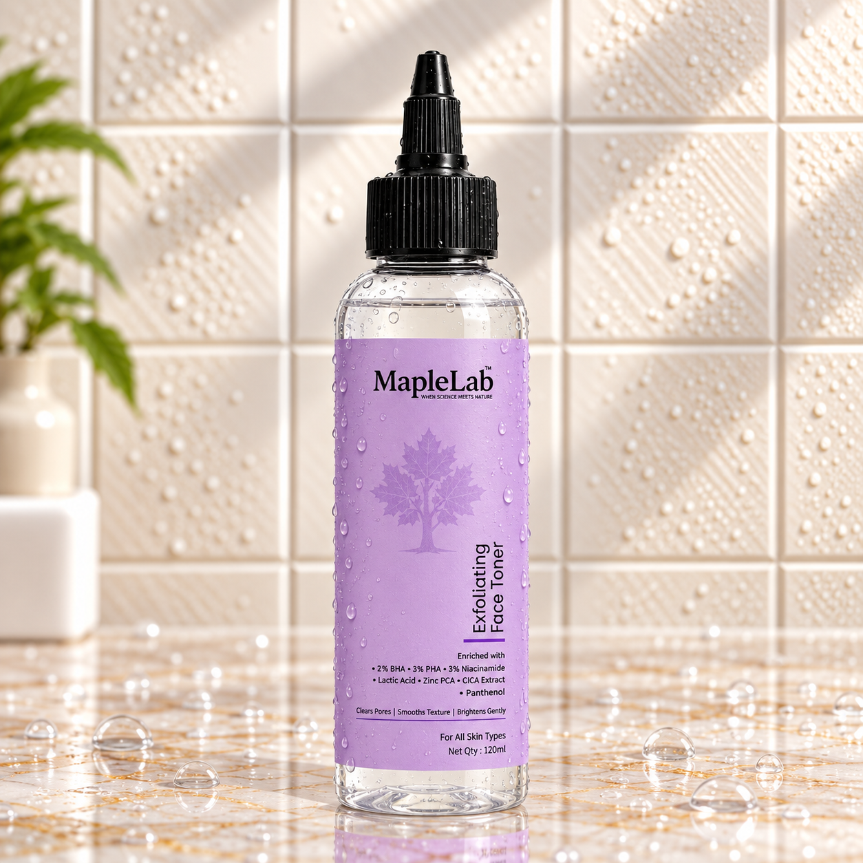 3%PHA 2% BHA Exfoliating Face Toner with 3% Niacinamide, Lactic Acid, Zinc PCA and CICA Extract