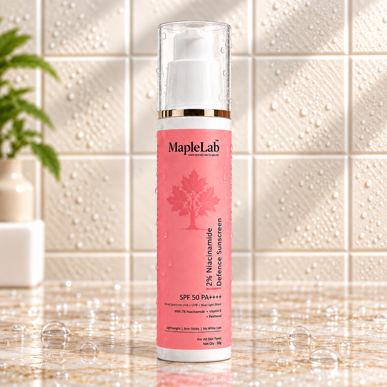 2% Niacinamide Lightweight Hybrid Broad Spectrum  Sunscreen SPF 50 PA++++ with Vitamin E & Pantheol