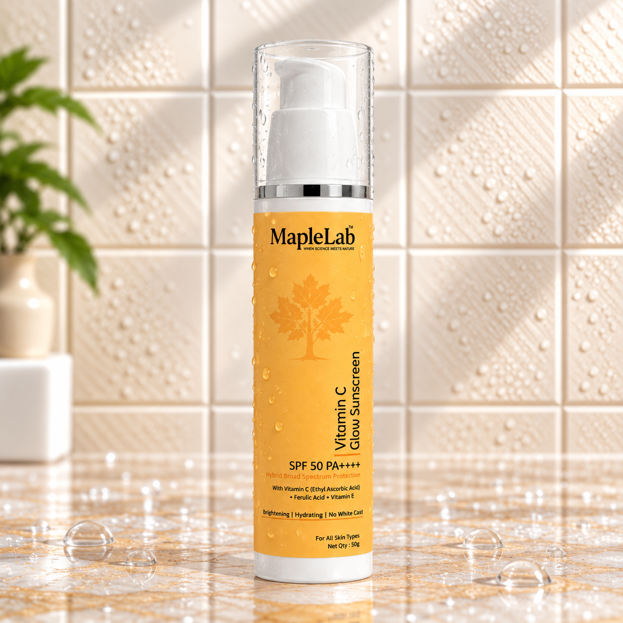 Vitamin C Lightweight Hybrid Broad Spectrum  Sunscreen SPF 50 PA++++ with Ferulic Acid and Vitamin E